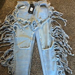 Fringe skinny jeans